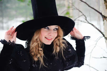 Beautiful young Woman socialite in a big hatの写真素材