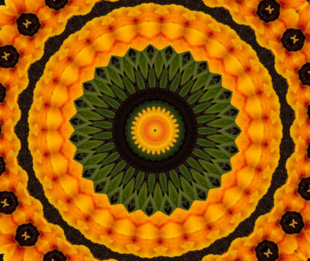 Background from a flower ornament, green and yellow colorの写真素材