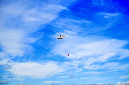 fire helicopter, throwing down waterの写真素材