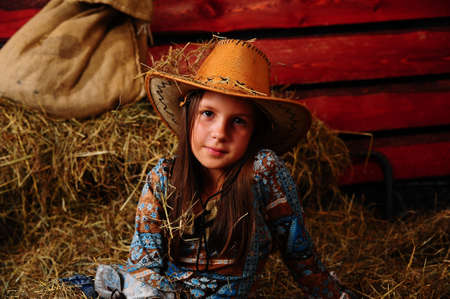 The girl on a mow の写真素材