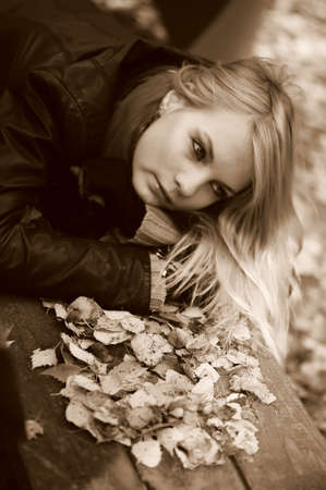 Alone With Her Thoughtsの写真素材