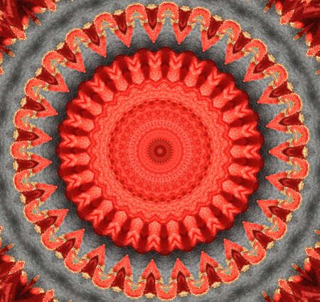 Abstract fractal kaleidoscope in gray and reddish pink.の写真素材