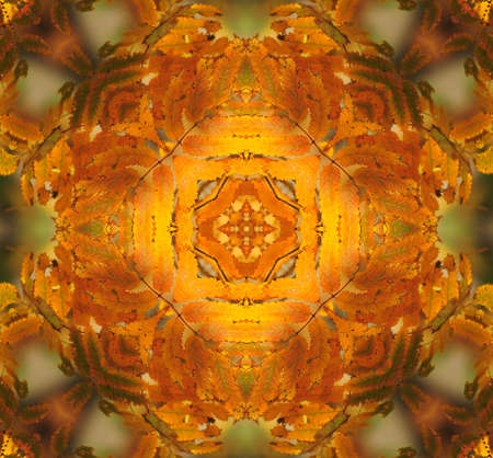 yellow orange ornamental kaleidoscopeの写真素材