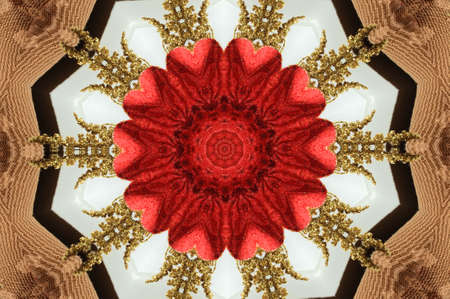 Original pattern textured with collage from leaves like flower Poinsettia (Christmas star or Winter rose).の写真素材