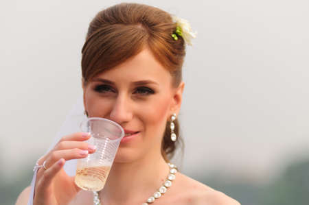 Bride with champagneの写真素材