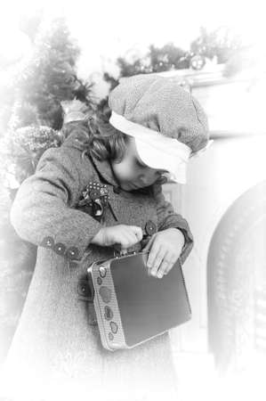 Victorian style portrait of cute little girlの写真素材