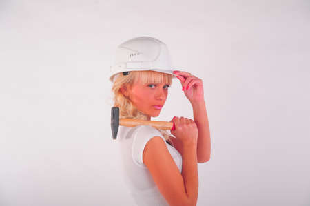 Architect with hammerの写真素材