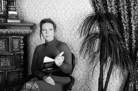 woman reading a bookの写真素材