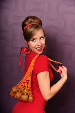 Girl with a shopping bagの写真素材