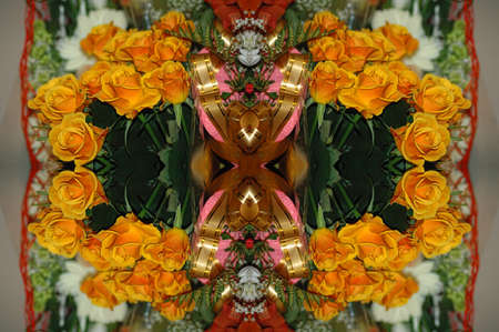 pattern of yellow rosesの写真素材