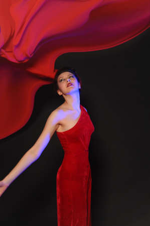 girl in red dressの写真素材