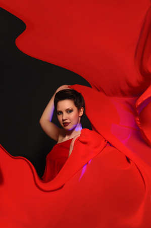 girl in red dressの写真素材