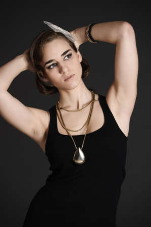 Portrait of retro young woman