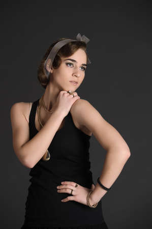 Portrait of retro young womanの写真素材