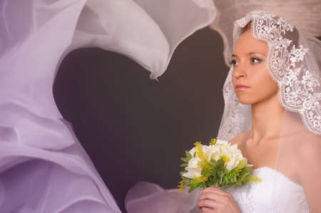 portrait of a bride in waiting for a weddingの写真素材