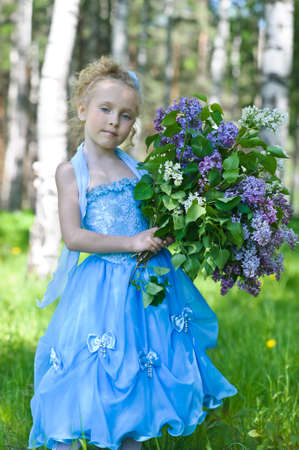 girl with lilacの写真素材