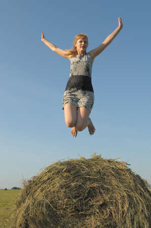 Young woman flyingの写真素材