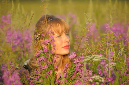 woman in the fieldの写真素材