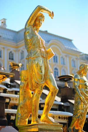 Ensemble of Grand Cascade in Petrodvorets (Peterhof) St. Petersburg, Russia の写真素材