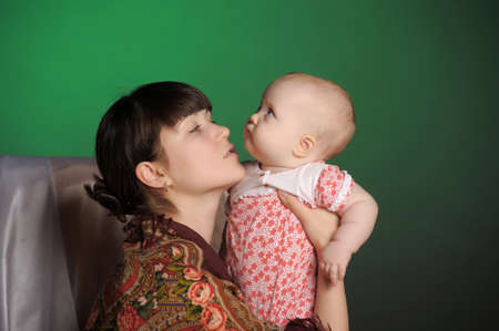 Russian woman with a childの写真素材