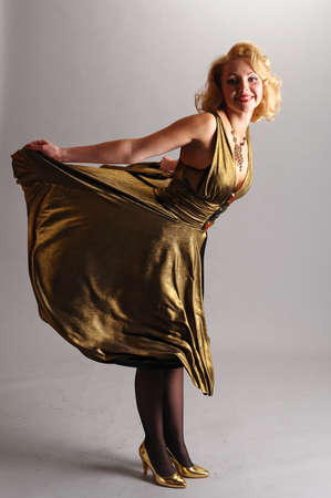 blond in retro style の写真素材