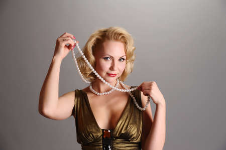 blond in retro style の写真素材