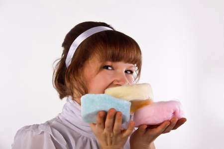 The girl with sweet cotton wool