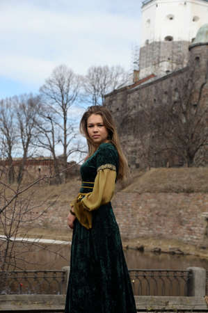 girl in medieval dress の写真素材