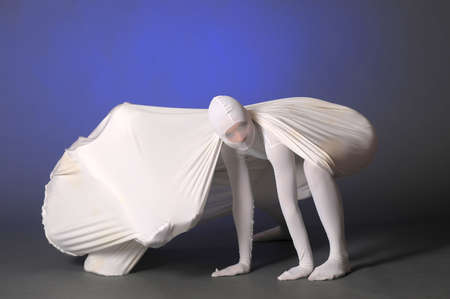 abstract figures dancing in a white