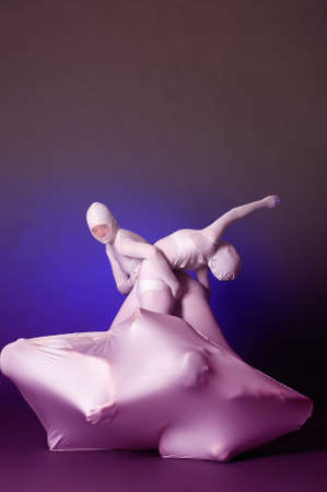 abstract figures dancing in a whiteの写真素材