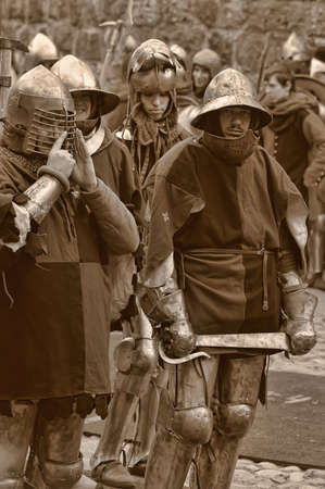 in Vyborg Castle, the annual International Festival of Military History connoisseurs and lovers of the Middle Ages, "Knightのeditorial素材