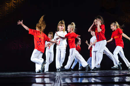 Dance performance on stage, Festival of children s dance groups, St  Petersburg, Russia のeditorial素材