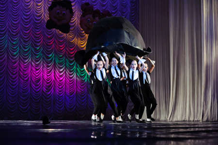 Dance performance on stage, Festival of children s dance groups, St  Petersburg, Russia のeditorial素材