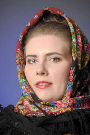 Mature woman in kerchief の写真素材