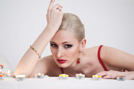 the blonde with candles