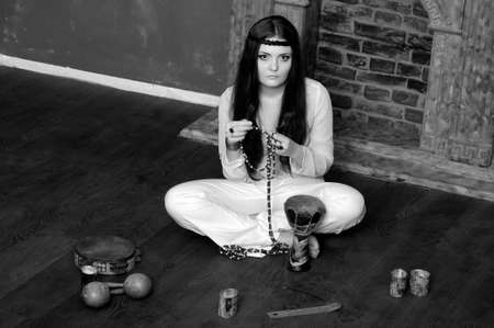 Hippie style portrait of beautiful girl