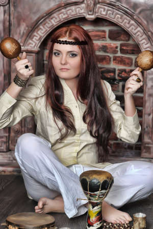 Hippie style portrait of beautiful girl