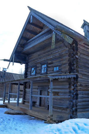 Wooden historic house in Veliky Novgorod, Russiaのeditorial素材