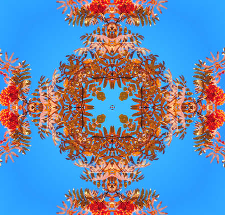 orange ornament on a blue backgroundの写真素材