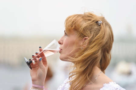 Action Â«Run-away brides of CosmopolitanÂ» â a flashmob of long-distance scale which was spent the seventh year   Russia, St  Petersburgのeditorial素材