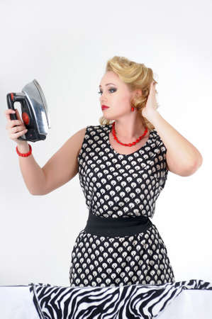 The housewife with the iron の写真素材