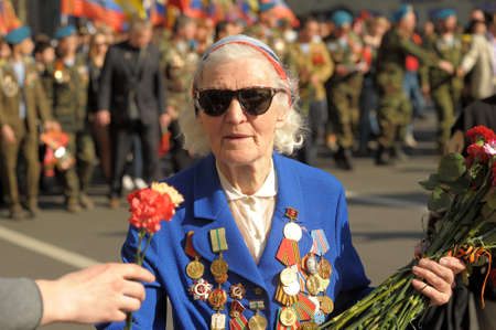 Veterans of the Second World War on Victory parade in St. Petersburg, Russia, on May 9 2012のeditorial素材