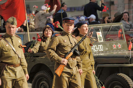 WWII reenactors at the victory paradeのeditorial素材