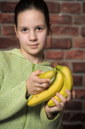 girl and bananasの写真素材