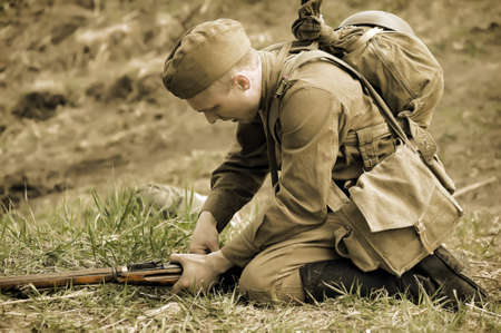The scenario of military and historical reconstruction "Last fight" is devoted to battles on May 12-13, 1945 with the German parts which are breaking through from Prague towards allied forces.のeditorial素材