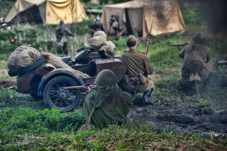 The scenario of military and historical reconstruction "Last fight" is devoted to battles on May 12-13, 1945 with the German parts which are breaking through from Prague towards allied forces.のeditorial素材