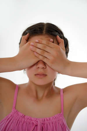 she closes her eyes の写真素材