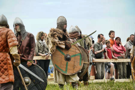 The museum-preserve "Old Ladoga" (Leningrad, Volkhov district,. Staraya Ladoga) annual military-historical festival early Middle Ages "First Capital of Russia."のeditorial素材