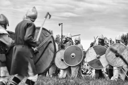 The museum-preserve Old Ladoga  Leningrad, Volkhov district,   Staraya Ladoga  annual military-historical festival early Middle Ages First Capital of Russia のeditorial素材
