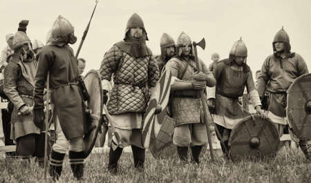 The museum-preserve Old Ladoga  Leningrad, Volkhov district,   Staraya Ladoga  annual military-historical festival early Middle Ages First Capital of Russia のeditorial素材